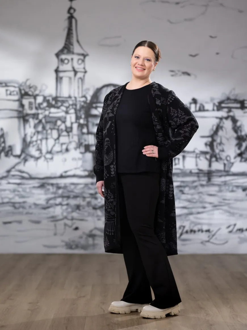 NEULEtakki (Sielulintu musta / tummanharmaa puuvilla)