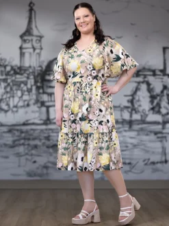 SANDRAmekko lyhythiha (Kuningatarkukka keltainen / beige trikoo)