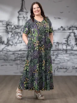 SUVImekko maxi (Yrttipuutarha musta / lila / keltainen trikoo)